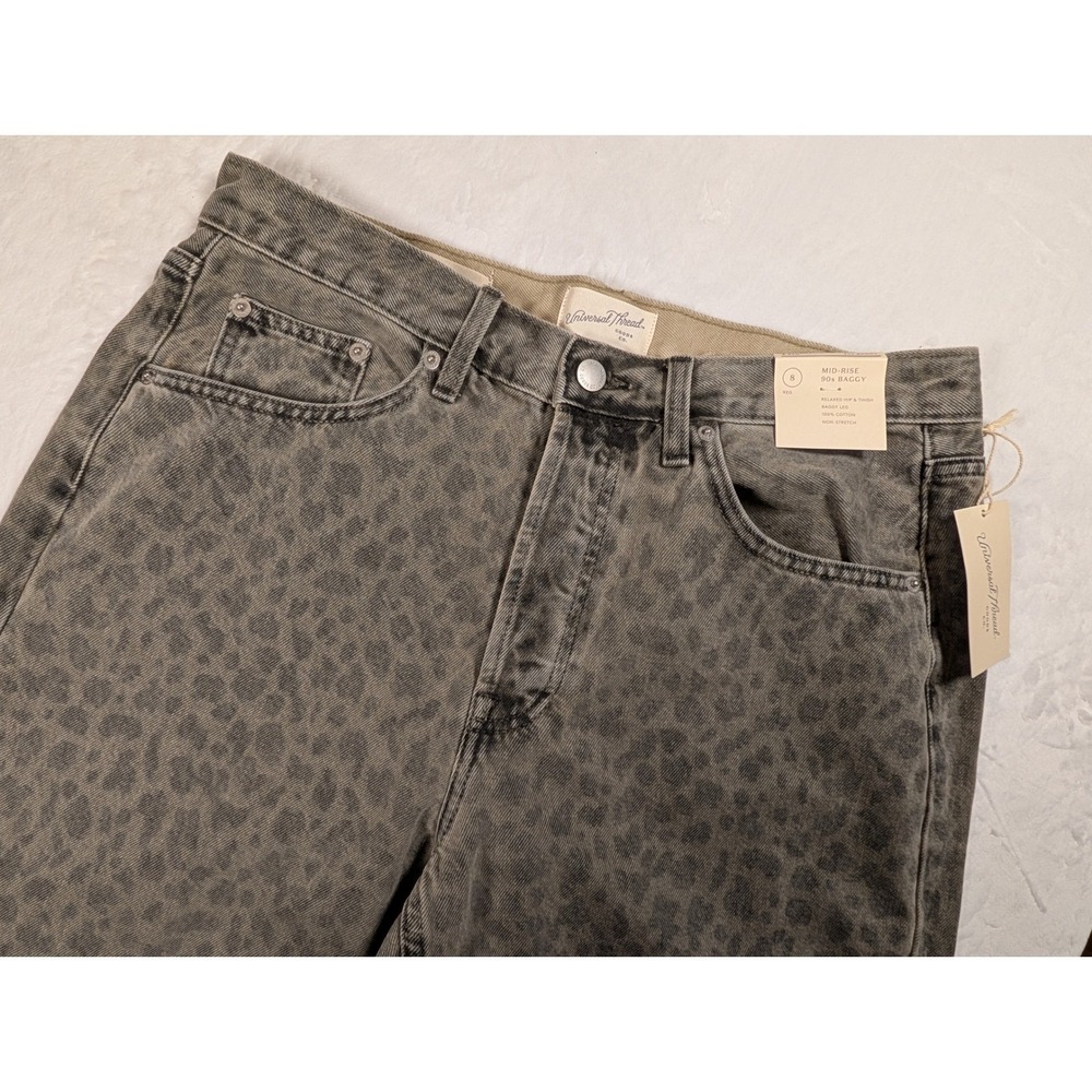 Universal‎ Thread Mid Rise 90s Baggy Jeans Leopard Print Women Size 8
